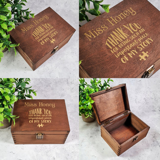 Personalised Teacher Thank you Keepsake Box Gift I End of Year Teacher Appreciation Present