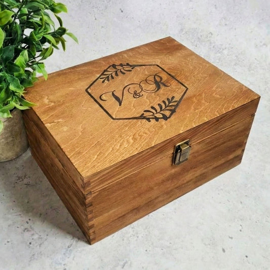 Personalised Wedding Logo Gift I Bride & Groom Engagement Memory Box - 6 Sizes Small to XLarge