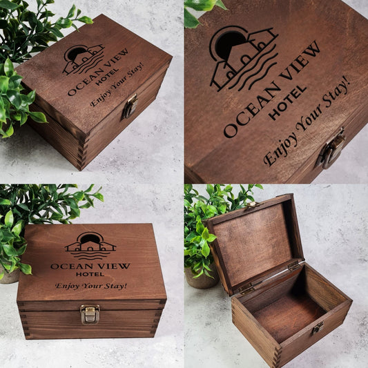 Personalised Wooden Hotel Guest Welcome Box