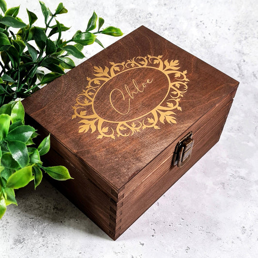 Personalised Wooden Keepsake Lock Box I Unique Birthday Gift for Her I Gift for Mum Wife Daughter Sister