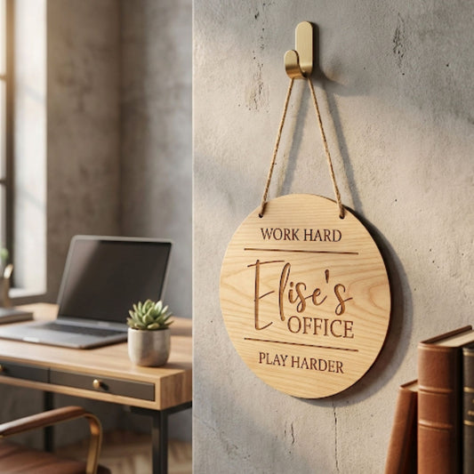 Personalised Wooden Office Sign I Home Office Decor I Hanging Door Wall Sign