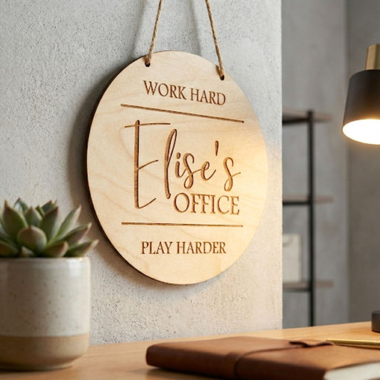Personalised Wooden Office Sign I Home Office Decor I Hanging Door Wall Sign