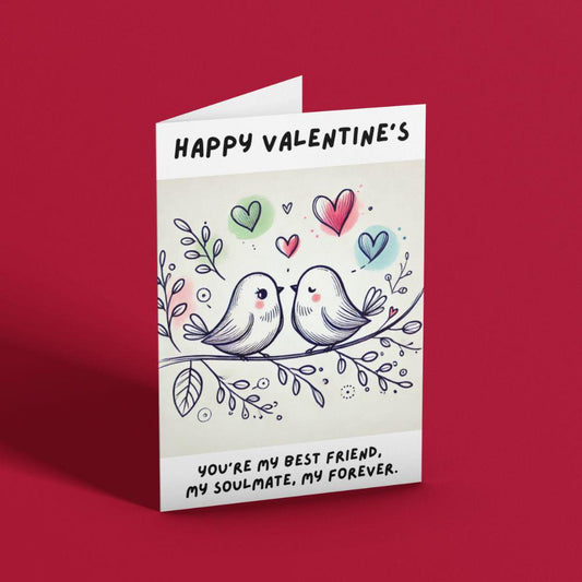 Romantic Lovebirds Printable Valentine’s Card | Instant Download