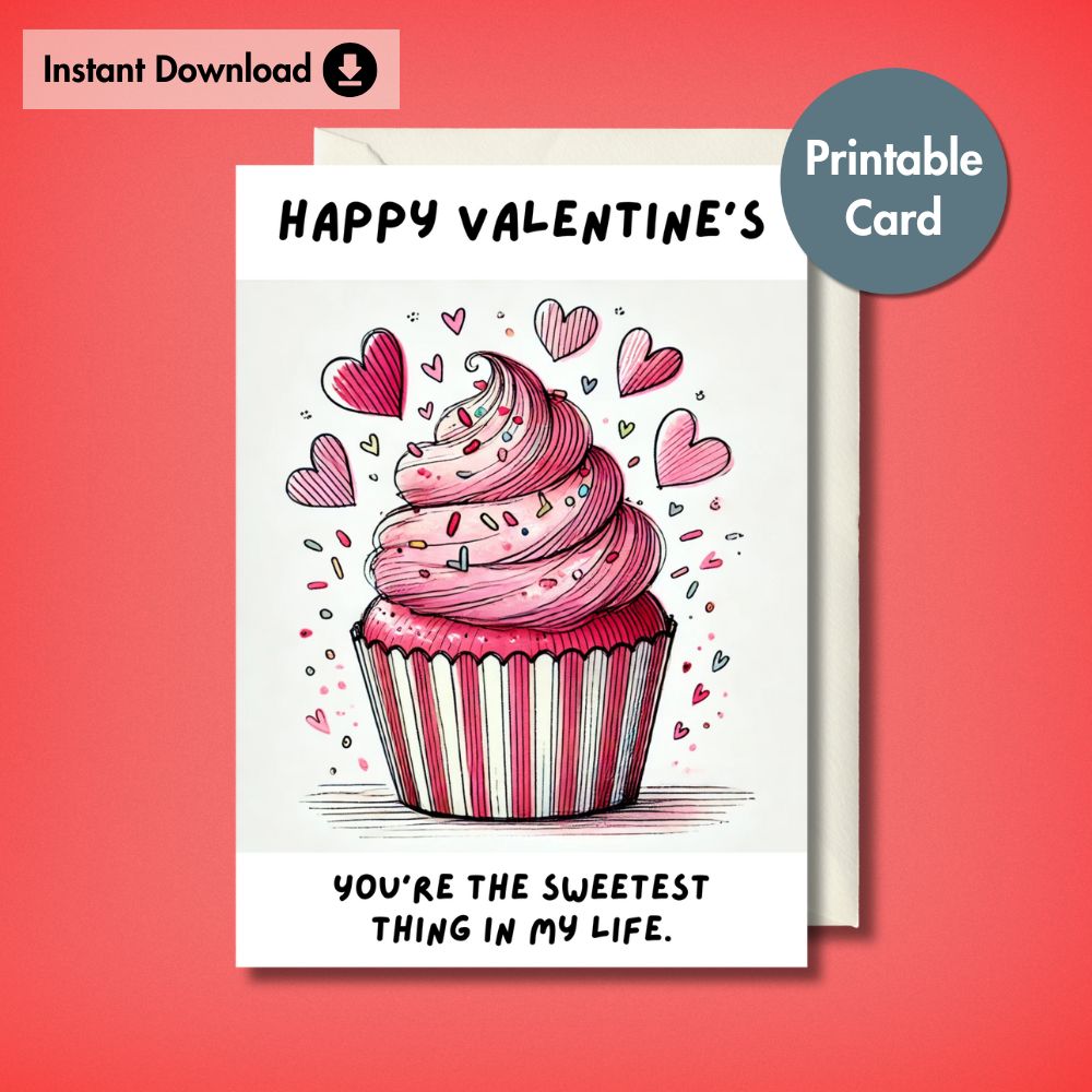 Sweet Cupcake Printable Valentine's Card | Instant Download