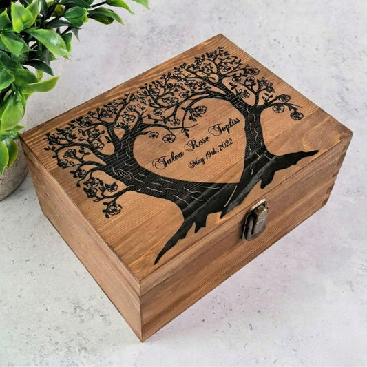 Tree of Life Memory Box I Personalised Large Wooden Family Keepsake Chest - - 6 Sizes Small to XLarge