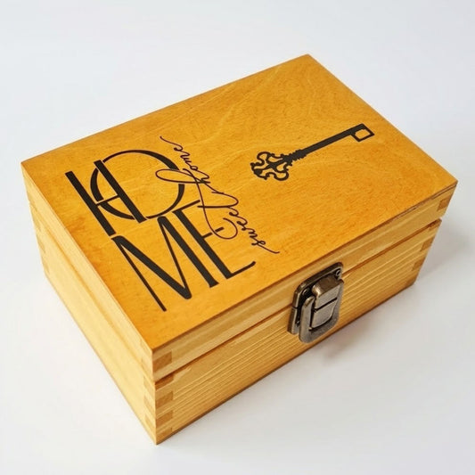 Wooden Key Box Holder I Valuables Safe Box with Lock - 6 Sizes Small to XLarge