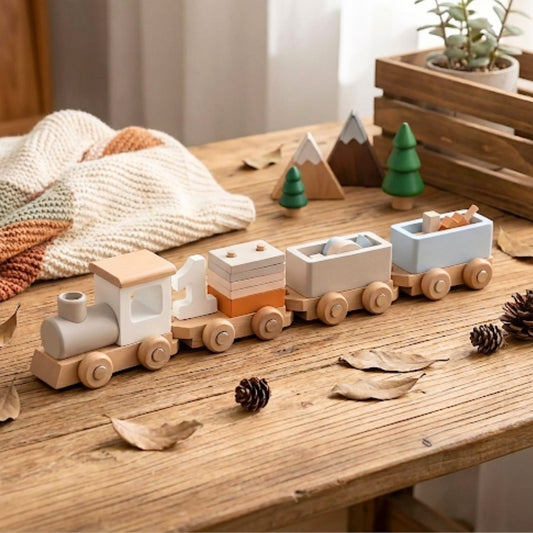 Wooden Montessori Baby Train Toy