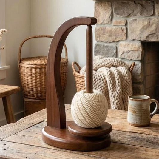 Wooden Yarn Holder with Magnetic Spinning Base – Rotating Crochet & Knitting Yarn Stand