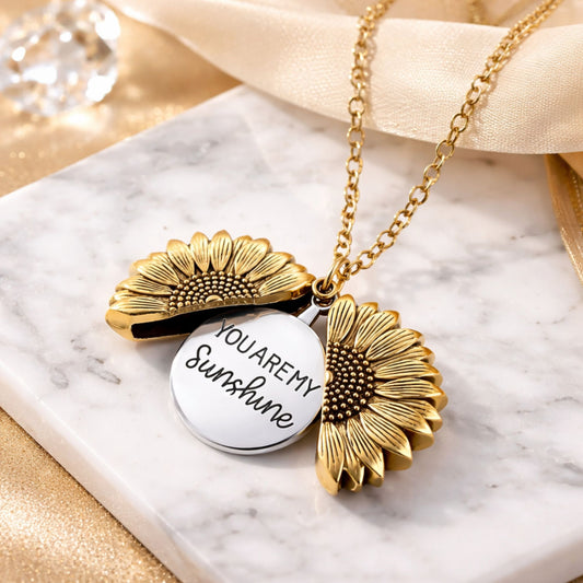 You Are My Sunshine Sunflower Pendant Necklace