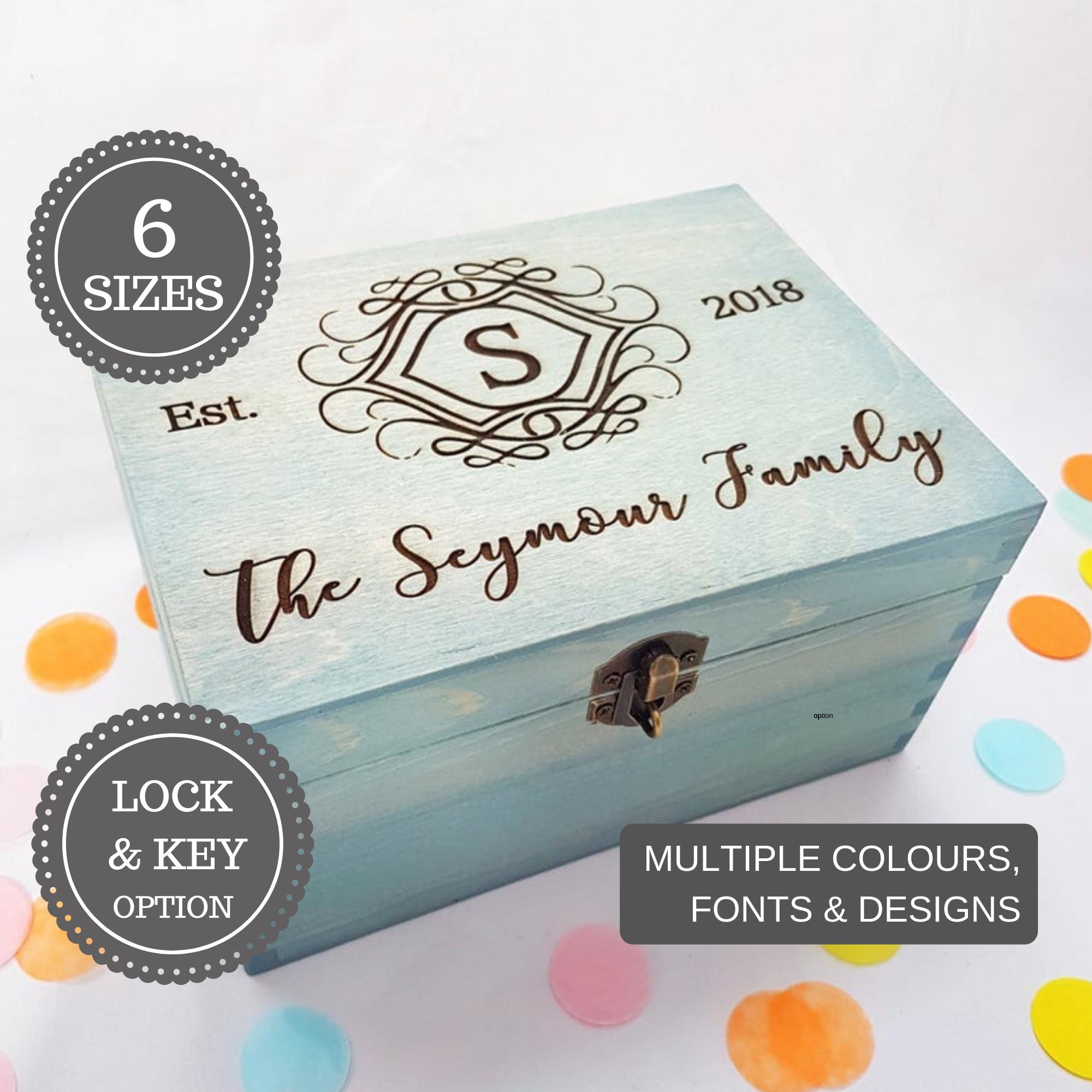 Engraved Family Name Box I Personalised Monogram Gift