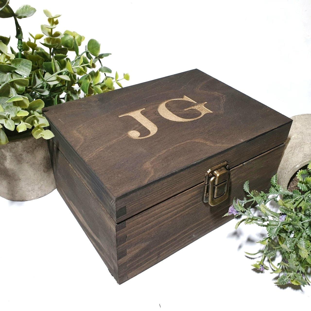 Engraved Monogram Keepsake Box for Husband I Boyfriend Birthday Gift