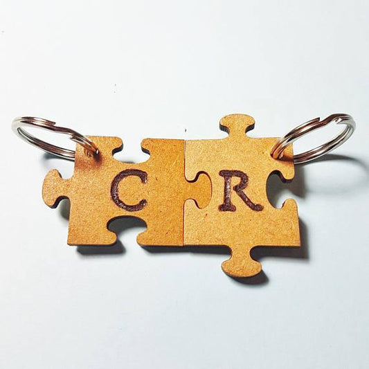 Engraved Puzzle Keyring Set I Couples Anniversary Gift