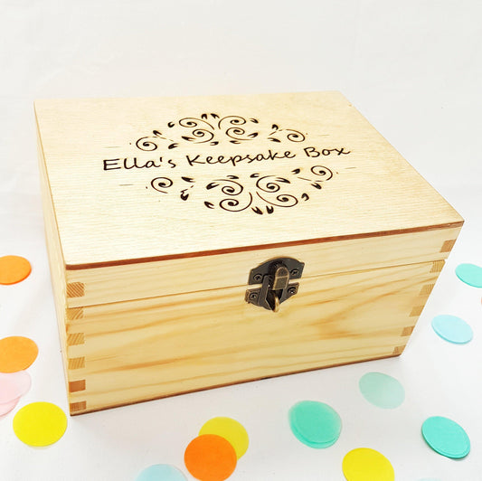 Engraved Wood Keepsake Box I Personalised Memory Box