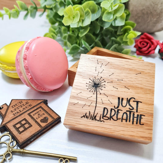 Just Breathe Wood Gift Box I Engraved Jewellery Box I Mindfulness Gift