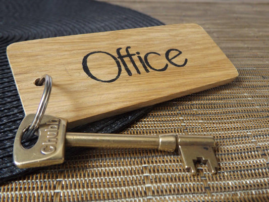 Large Oak Wood Office Keyring