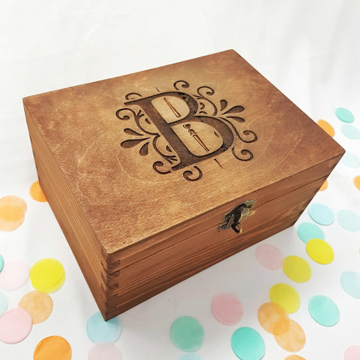 Monogram Initial Memory Box I Floral Wooden Gift Box I Christmas Gift Idea