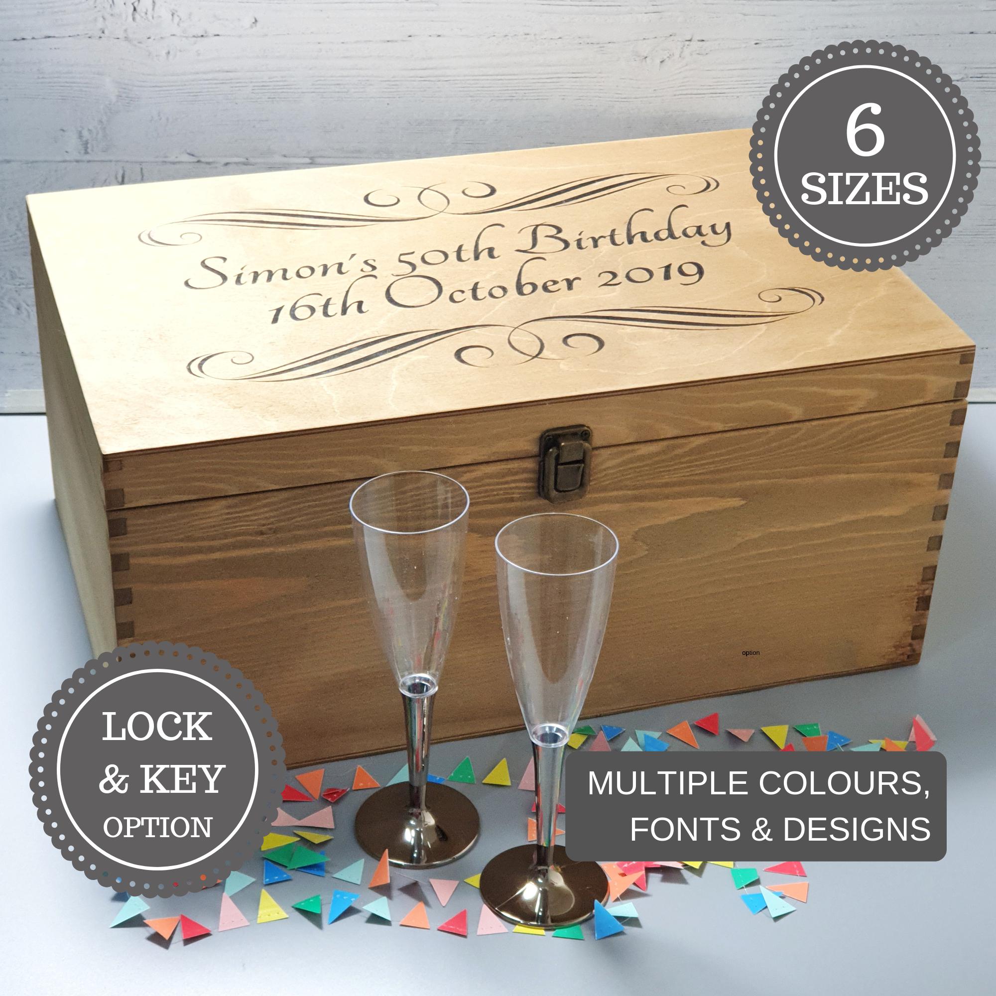 Personalised 50th Birthday Keepsake Box I Engraved Gift for Him Her