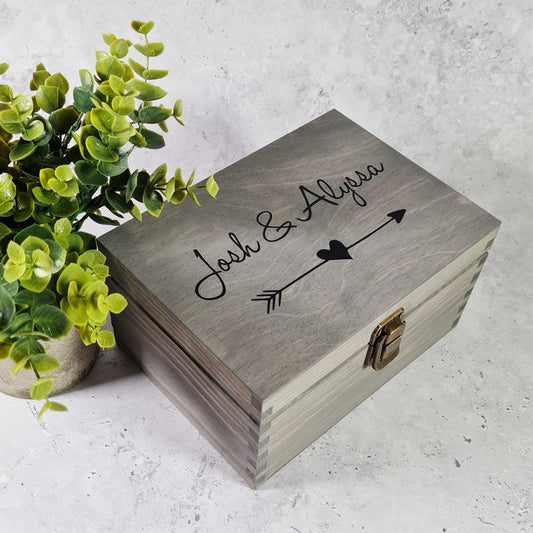 Personalised Anniversary Keepsake Box I Engraved Heart Wedding Anniversary Box