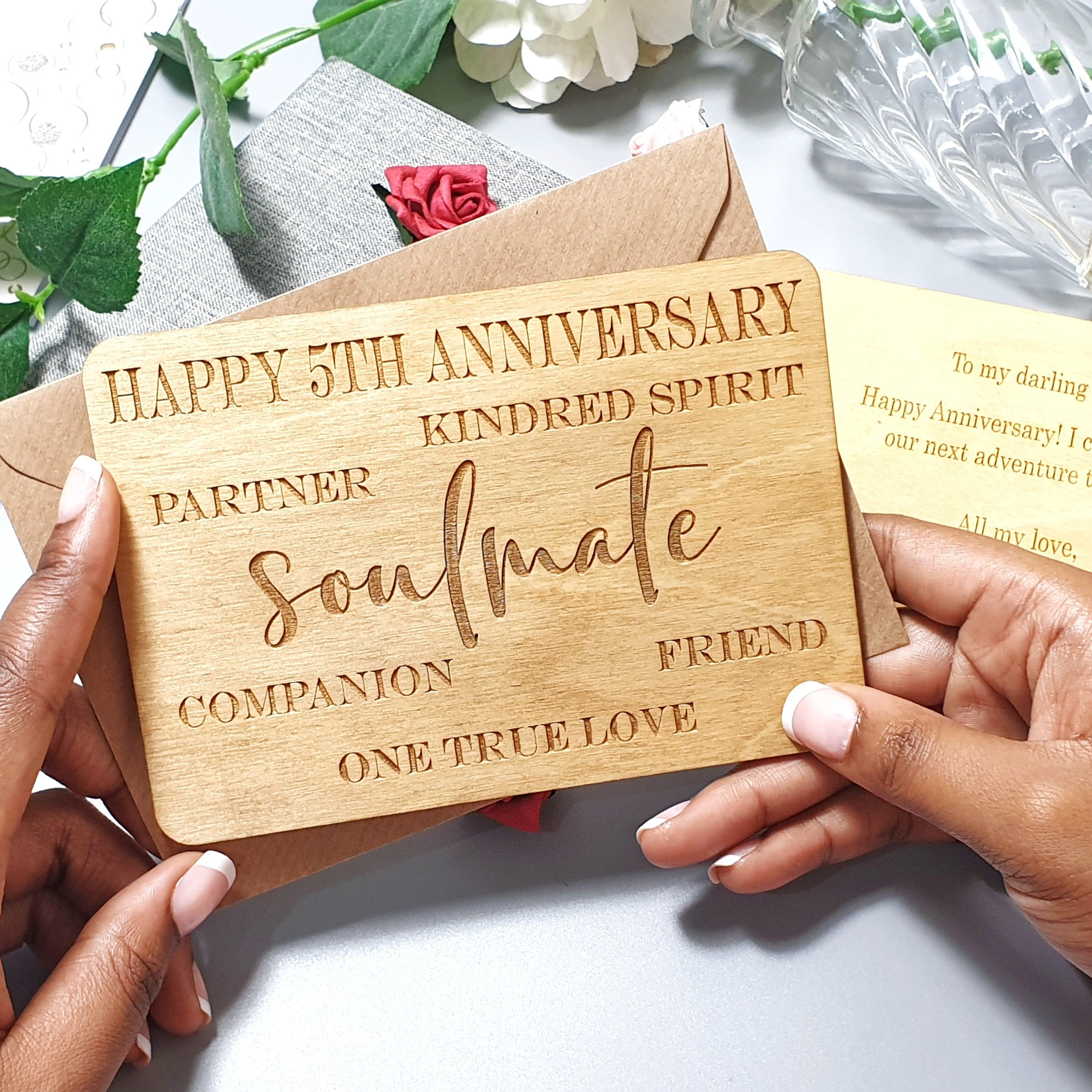 Personalised Anniversary Wood Card for Wife Husband I Boyfriend Girlfriend Card Gift