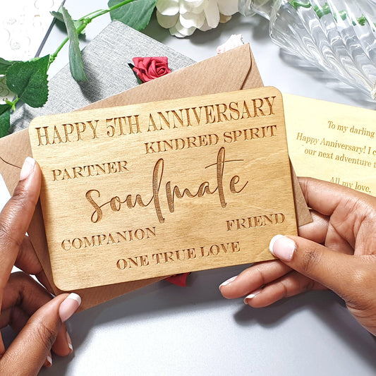 Personalised Anniversary Wood Card for Wife Husband I Boyfriend Girlfriend Card Gift