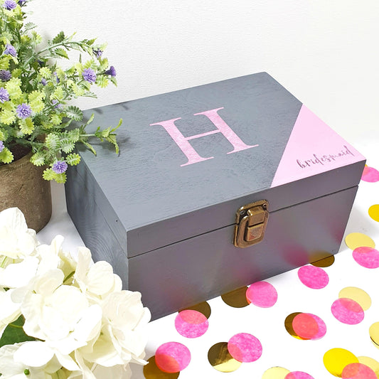 Personalised Bridesmaid Box I Bridal Shower Favour I Bridesmaid Proposal Monogram Gift I Maid of Honour Keepsake Box I Wedding Guest Favor