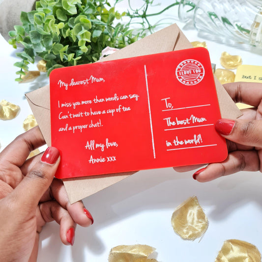 Personalised Family Love Postcard I Engraved Card Gift for Mum Dad Grandma Grandad I Lockdown Gift Idea