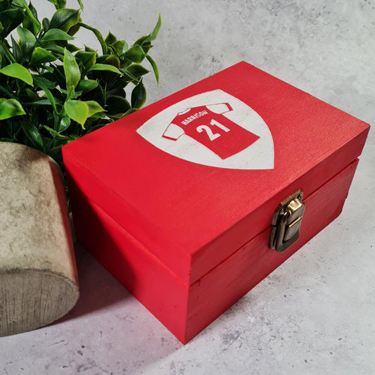 Personalised Football Shirt Keepsake Box I Football Team Medal Box I Custom Sports Badge Memory Box