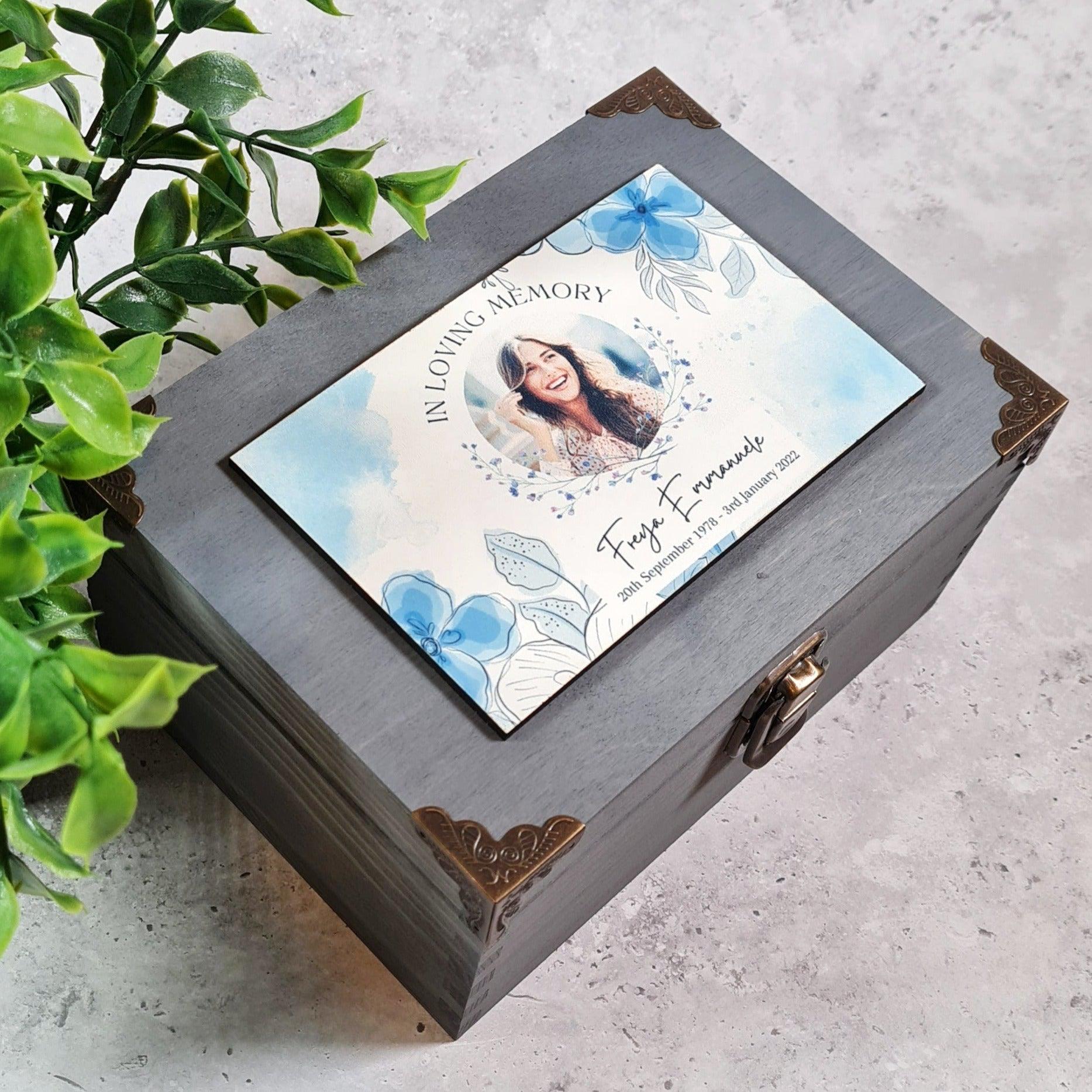 Personalised Memorial Bereavement Box I Custom Photo Funeral Keepsake Box I Wooden Sympathy Gift Box