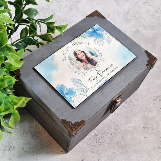 Personalised Memorial Bereavement Box I Custom Photo Funeral Keepsake Box I Wooden Sympathy Gift Box