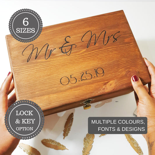 Personalised Mr & Mrs Wedding Keepsake Box I Wood Anniversary Box