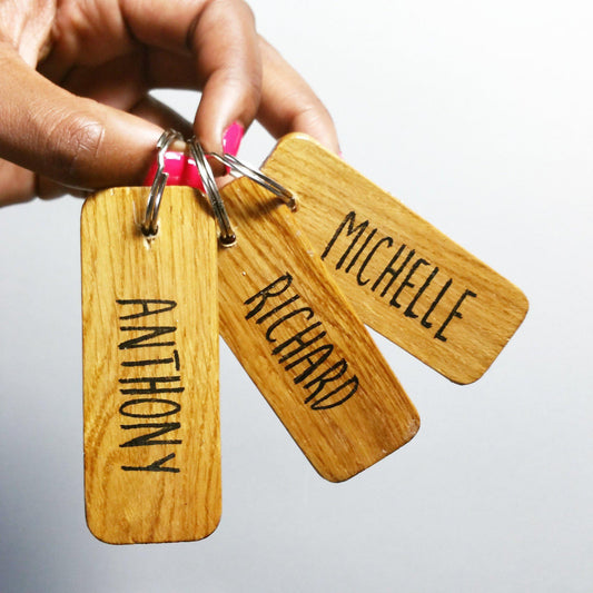 Personalised Oak Keyring
