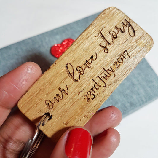Personalised Our Love Story Keyring