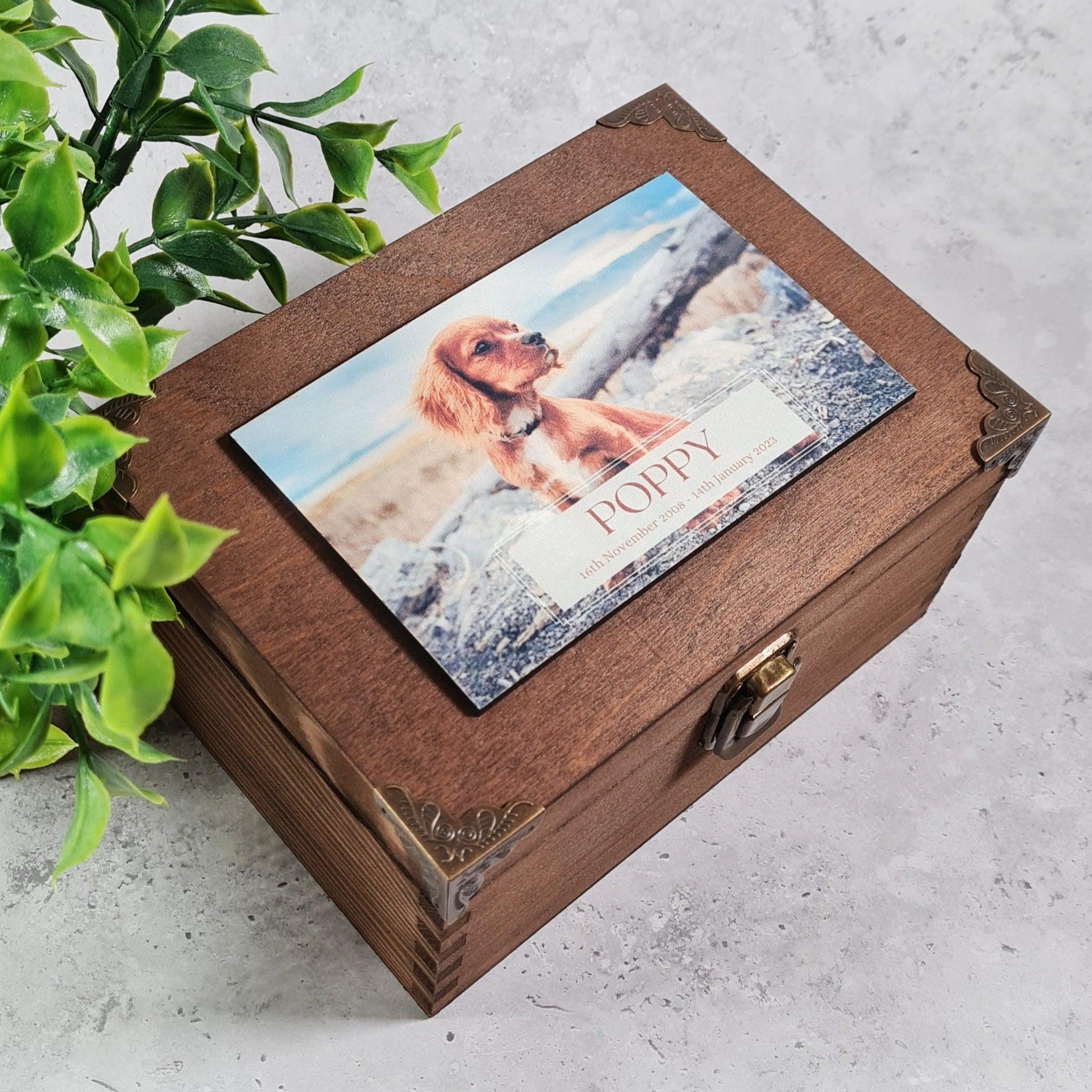Personalised Pet Photo Memory Box I Pet Bereavement Wooden Box - Memorial Ashes Urn - Sympathy Gift