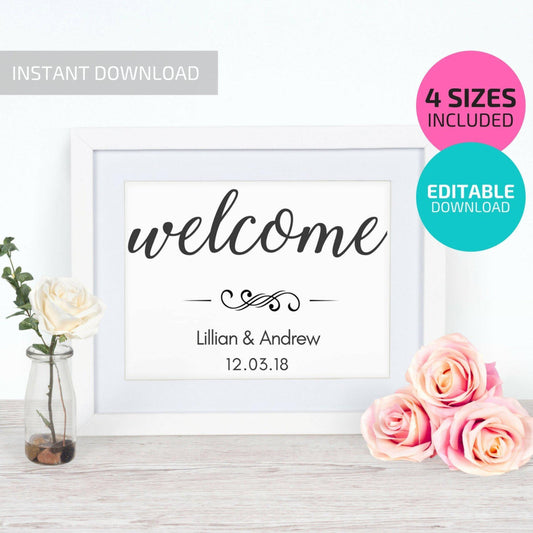 Personalised Printable Wedding Welcome Sign