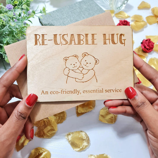 Personalised Reusable Hug Postcard I Eco friendly Wood Postcard I Sympathy Friend Gift