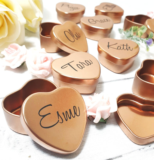 Personalised Rose Gold Heart Tin I Small Gift for Her I Jewellery Keepsake Box