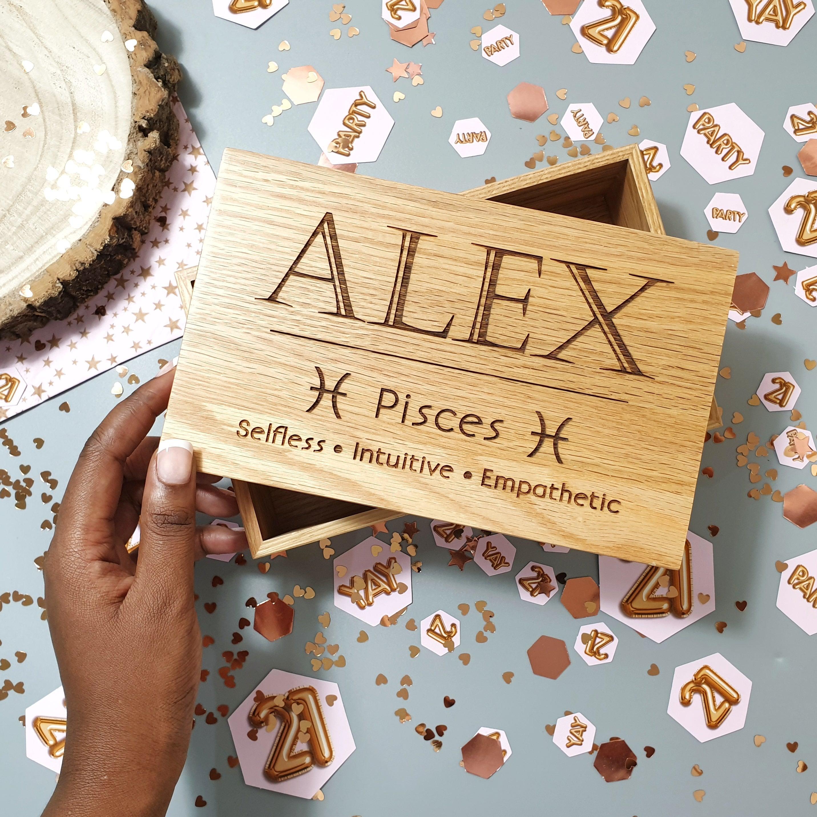 Personalised Star Sign Birthday Box I Zodiac Gift I Celestial Horoscope Box