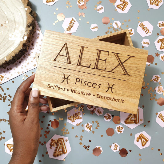 Personalised Star Sign Birthday Box I Zodiac Gift I Celestial Horoscope Box