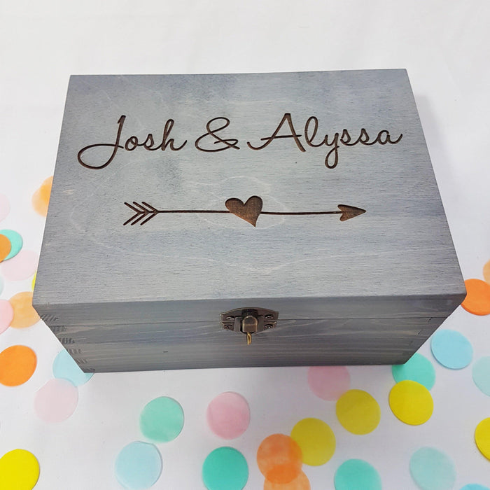 Personalised Wedding Keepsake Box I Engraved Heart Anniversary Box