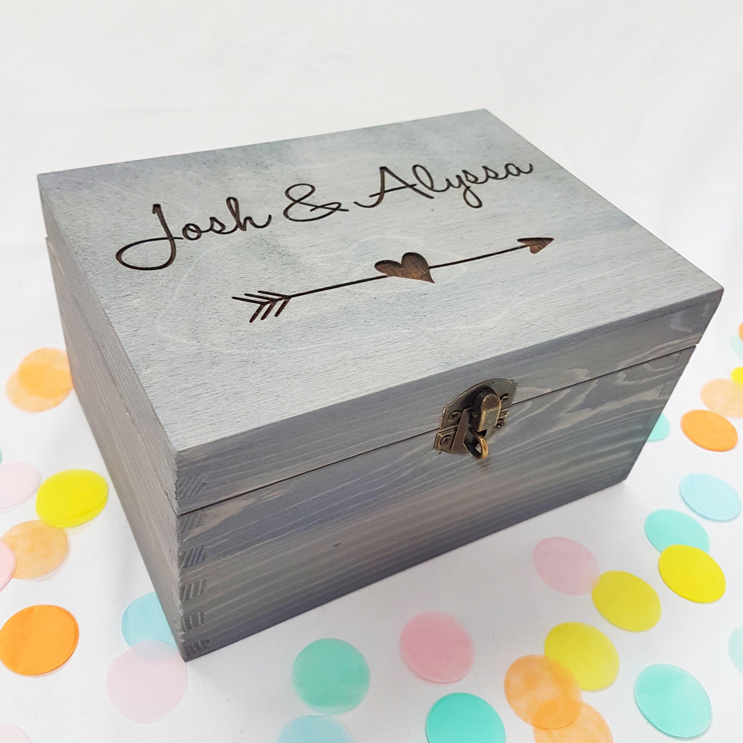 Personalised Wedding Keepsake Box I Engraved Heart Anniversary Box