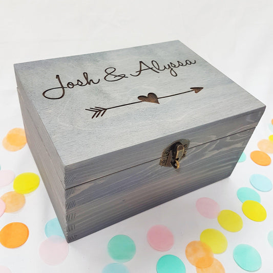 Personalised Wedding Keepsake Box I Engraved Heart Anniversary Box