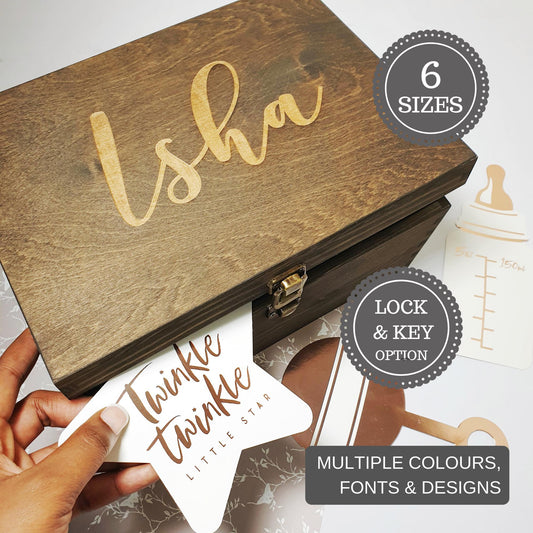 Personalised Wooden Baby Keepsake Box I Childrens Birthday Gift