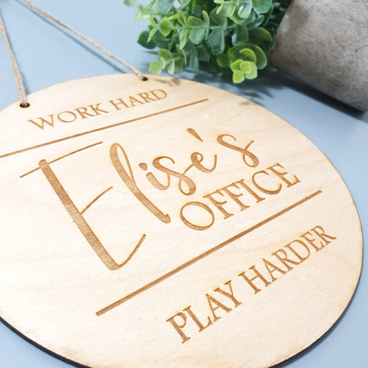 Personalised Wooden Office Sign I Home Office Decor I Hanging Door Wall Sign