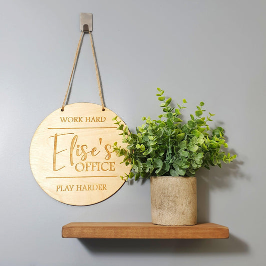 Personalised Wooden Office Sign I Home Office Decor I Hanging Door Wall Sign