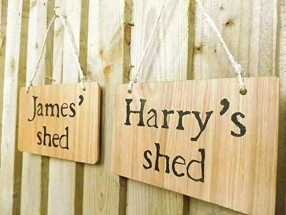 Personalised oak wood shed sign