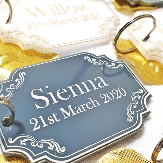 Vintage Wedding Favours I Wedding Table Place Names I Personalised Keyring Favors I Bridesmaid Bridal Shower Groomsmen Gift I Save the Date