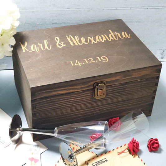 Wooden 5th Anniversary Personalised Memory Box I Wedding Gift Box