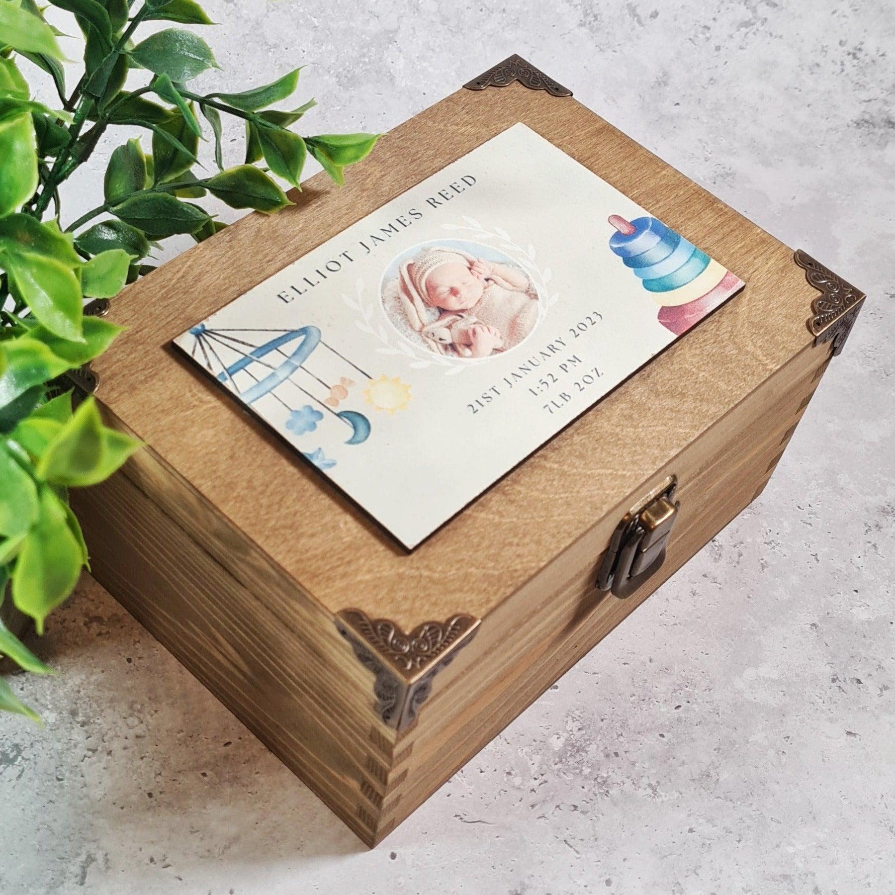 Wooden Baby Keepsake Box I Personalised Newborn Gift I Baby Blanket Memory Box I New Parents Gift