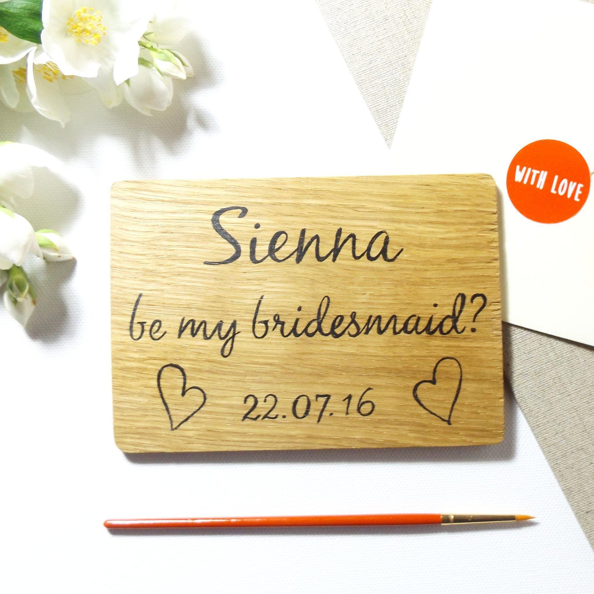 Wooden Bridesmaid card