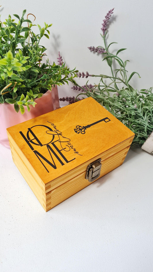 Wooden Key Box Holder I Valuables Safe Box with Lock